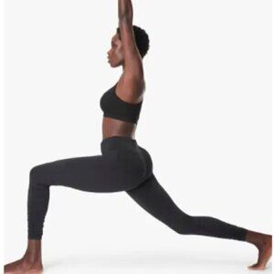 Sweaty Betty Black All Day Ruched Hem 7/8 Gym Leggings M
